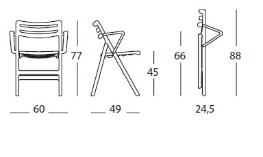 Folding air chair with arms misure