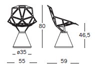 Chair One base in cemento misure